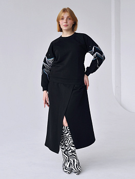 Юбка женская с запахом черного цвета