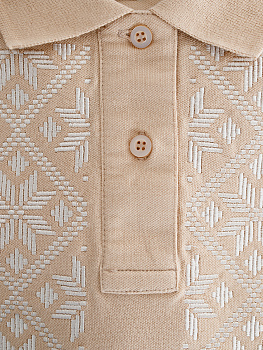 Футболка-поло мужская песочное с белой вышивкой "Васьмірог"