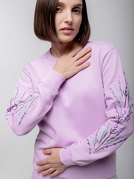 Женский свитшот лилового цвета с вышивкой "Лаванда"