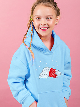 Подростковое голубое худи с вышивкой "Северный мишка"