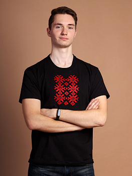 Мужская футболка черная с красной вышивкой "Ярыла"