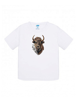 Детская футболка белая с вышивкой "Бизон"