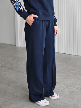 Брюки-палаццо женские темно-синие