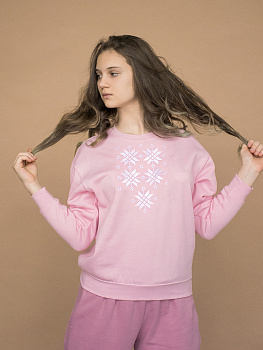 Подростковый розовый свитшот с белой вышивкой "Жыцце" 